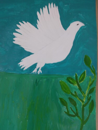 Peinture intitulée "Une colombe libre" par Elissa Gucci, Œuvre d'art originale, Acrylique