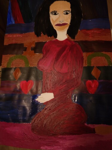 Painting titled "Femme fatale" by Elissa Gucci, Original Artwork, Oil