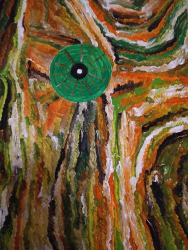 Peinture intitulée "L œil vert" par Elissa Gucci, Œuvre d'art originale, Acrylique