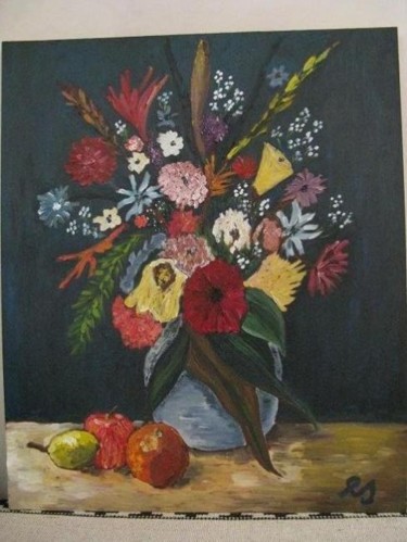 Pintura titulada "Flores y frutas" por Elizabeth S, Obra de arte original