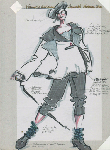 Zeichnungen mit dem Titel "Dandy VI" von Elisabeth Tiffon (Eli TIFFON CUENCA), Original-Kunstwerk, Kugelschreiber