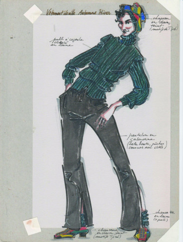 Dessin intitulée "Dandy VII" par Elisabeth Tiffon (Eli TIFFON CUENCA), Œuvre d'art originale, Stylo à bille