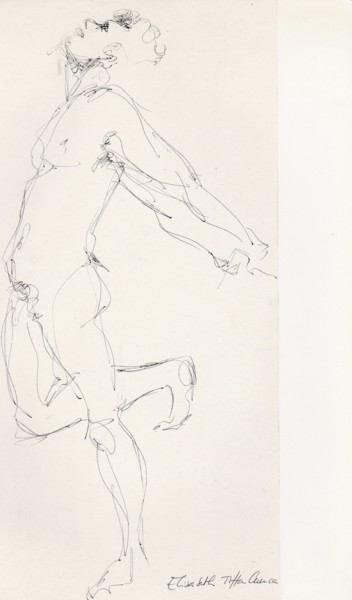 Dessin intitulée "L'acrobate" par Elisabeth Tiffon (Eli TIFFON CUENCA), Œuvre d'art originale, Stylo à bille