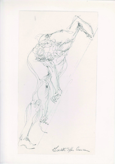 Dessin intitulée "L'acrobate I" par Elisabeth Tiffon (Eli TIFFON CUENCA), Œuvre d'art originale, Stylo à bille