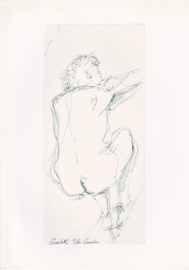 Dessin intitulée "L'acrobate III" par Elisabeth Tiffon (Eli TIFFON CUENCA), Œuvre d'art originale, Stylo à bille