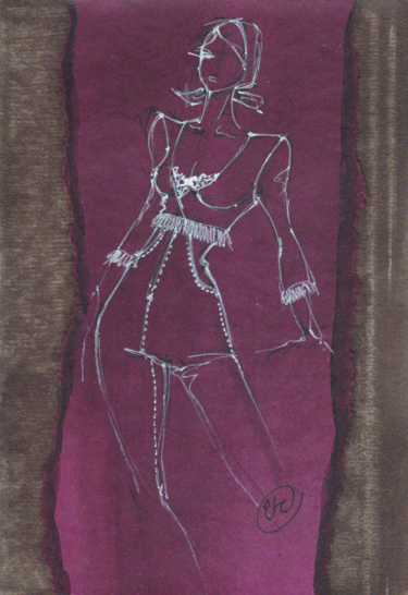 Drawing titled "Esquisse La Gitane" by Elisabeth Tiffon (Eli TIFFON CUENCA), Original Artwork, Ink