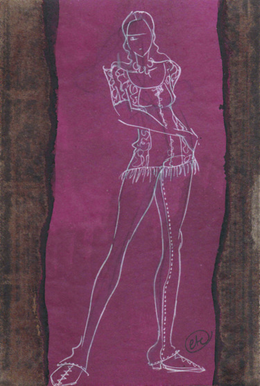 Tekening getiteld "Esquisse La Gitane I" door Elisabeth Tiffon (Eli TIFFON CUENCA), Origineel Kunstwerk, Inkt