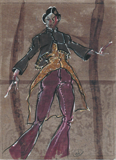 Tekening getiteld "La Gitane III" door Elisabeth Tiffon (Eli TIFFON CUENCA), Origineel Kunstwerk, Inkt