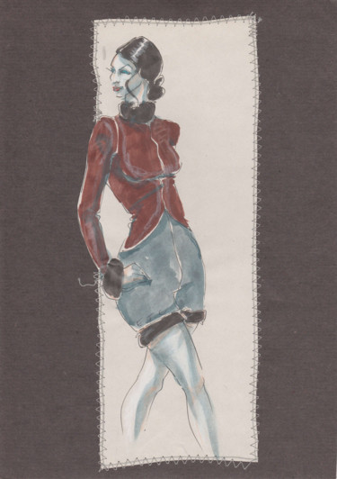 Dessin intitulée "Panthère" par Elisabeth Tiffon (Eli TIFFON CUENCA), Œuvre d'art originale, Marqueur