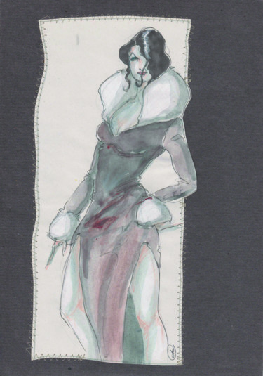 Dessin intitulée "Panthère VI" par Elisabeth Tiffon (Eli TIFFON CUENCA), Œuvre d'art originale, Marqueur