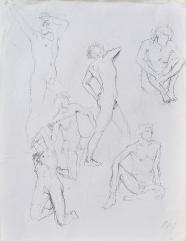 Dibujo titulada "Composition nus l'a…" por Elisabeth Tiffon (Eli TIFFON CUENCA), Obra de arte original, Bolígrafo