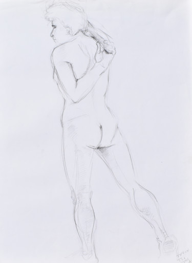 Drawing titled "L'acrobate V" by Elisabeth Tiffon (Eli TIFFON CUENCA), Original Artwork, Pencil