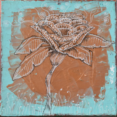Картина под названием "Fleur sauvage" - Elisabeth Tiffon (Eli TIFFON CUENCA), Подлинное произведение искусства, Акрил