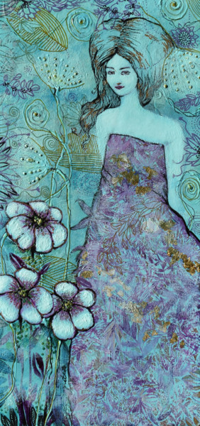 Картина под названием "Fleurs de Sel I" - Elisabeth Tiffon (Eli TIFFON CUENCA), Подлинное произведение искусства, Чернила