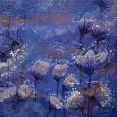 Malerei mit dem Titel "Blue Velvet C" von Elisabeth Tiffon (Eli TIFFON CUENCA), Original-Kunstwerk, Aquarell