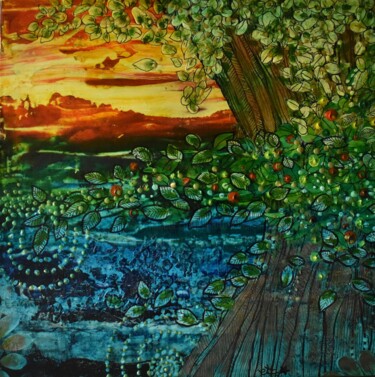 Painting titled "Arborescense" by Elisabeth Tiffon (Eli TIFFON CUENCA), Original Artwork, Acrylic Mounted on Wood Panel