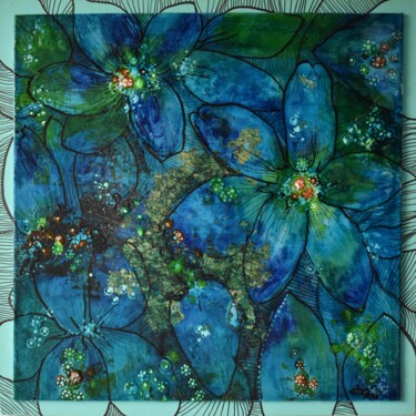 Ζωγραφική με τίτλο "Végétal I" από Elisabeth Tiffon (Eli TIFFON CUENCA), Αυθεντικά έργα τέχνης, Ακρυλικό Τοποθετήθηκε στο Ξύ…