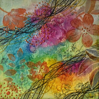 Ζωγραφική με τίτλο "Végétal 3" από Elisabeth Tiffon (Eli TIFFON CUENCA), Αυθεντικά έργα τέχνης, Ακρυλικό Τοποθετήθηκε στο Ξύ…