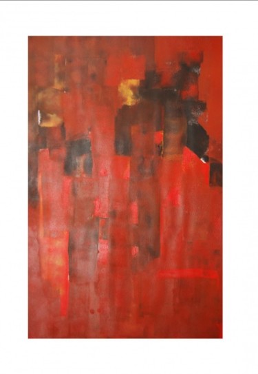 Peinture intitulée "La Ville rouge" par Elitrompe, Œuvre d'art originale, Huile