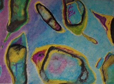 Картина под названием "Cellules libres (Co…" - Elitrompe, Подлинное произведение искусства, Пастель Установлен на Стекло
