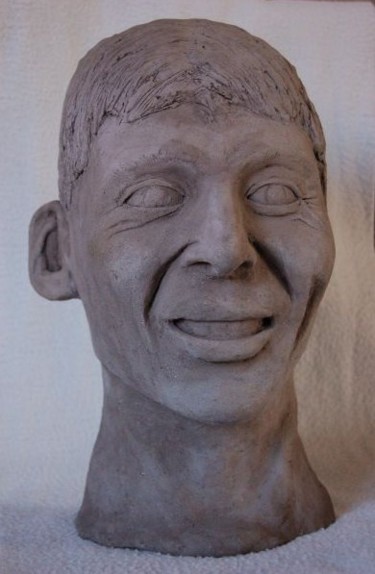 Sculpture intitulée "Janus 1 (homme)" par Elitrompe, Œuvre d'art originale, Terre cuite