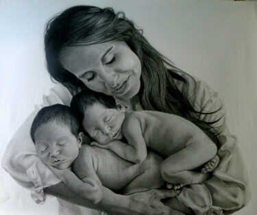 Desenho intitulada "Amor materno" por Eliuson Silva, Obras de arte originais, Lápis