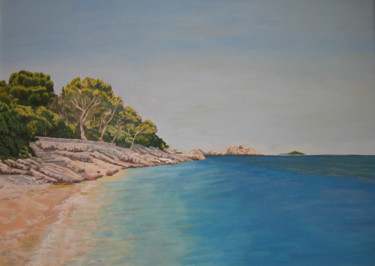 Pintura titulada "Beach in Dubrovnik,…" por Elizabeta Štambuk, Obra de arte original