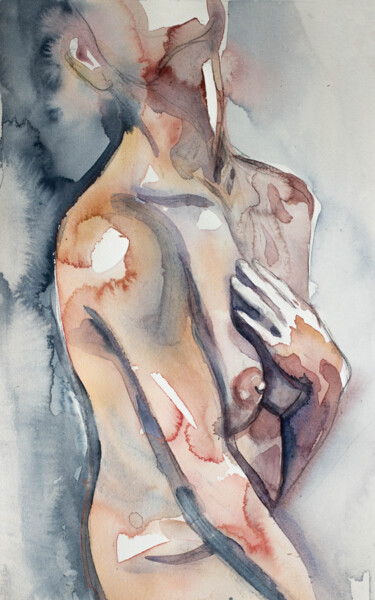 Schilderij getiteld "Body No. 2" door Elizabeth Becker, Origineel Kunstwerk, Aquarel