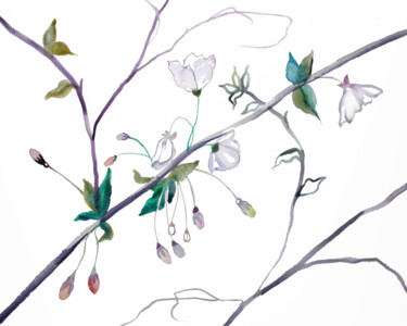 Peinture intitulée "Cherry Blossom No.…" par Elizabeth Becker, Œuvre d'art originale, Aquarelle