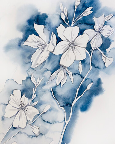 Painting titled "Cherry Blossom No.…" by Elizabeth Becker, Original Artwork, Watercolor