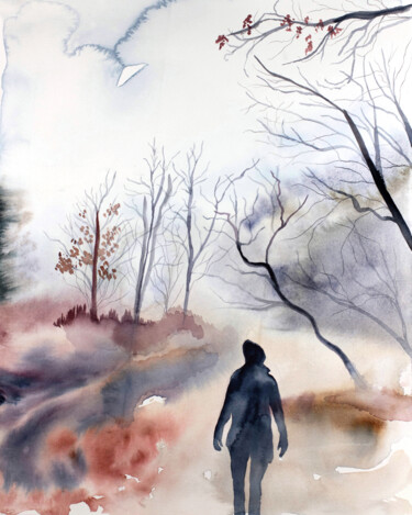 「December」というタイトルの絵画 Elizabeth Beckerによって, オリジナルのアートワーク, 水彩画