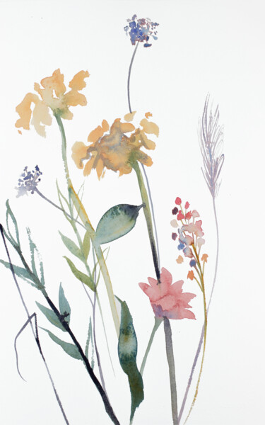 Ζωγραφική με τίτλο "Floral No. 2" από Elizabeth Becker, Αυθεντικά έργα τέχνης, Ακουαρέλα