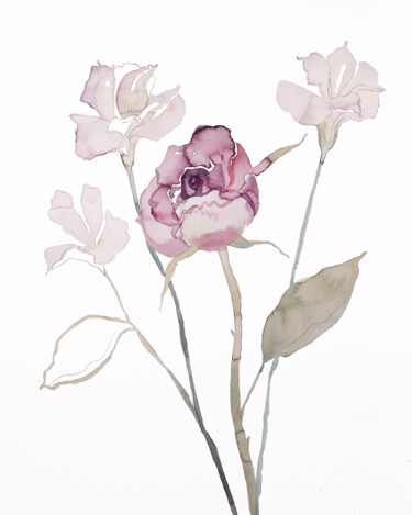 Pittura intitolato "Floral No. 16" da Elizabeth Becker, Opera d'arte originale, Acquarello