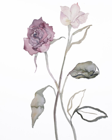 Картина под названием "Floral No. 17" - Elizabeth Becker, Подлинное произведение искусства, Акварель