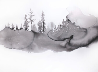 Painting titled "Fog No. 5" by Elizabeth Becker, Original Artwork, Ink