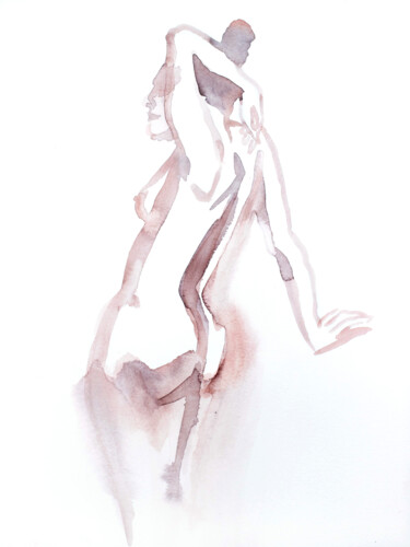 Картина под названием "Gesture Study No. 7" - Elizabeth Becker, Подлинное произведение искусства, Акварель