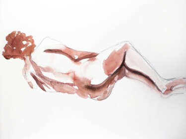 Peinture intitulée "Gesture Study No. 9" par Elizabeth Becker, Œuvre d'art originale, Aquarelle