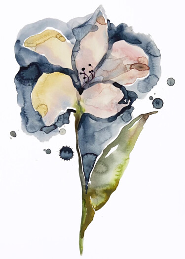 Painting titled "Lily No. 12" by Elizabeth Becker, Original Artwork, Watercolor