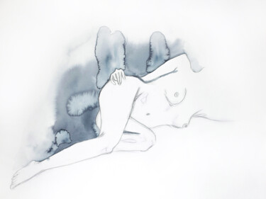 Pittura intitolato "Nude No. 1" da Elizabeth Becker, Opera d'arte originale, Acquarello