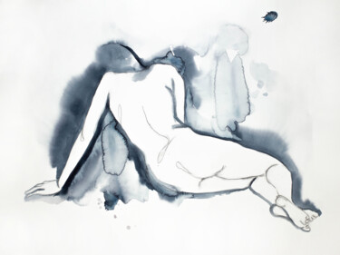 Картина под названием "Nude No. 5" - Elizabeth Becker, Подлинное произведение искусства, Акварель