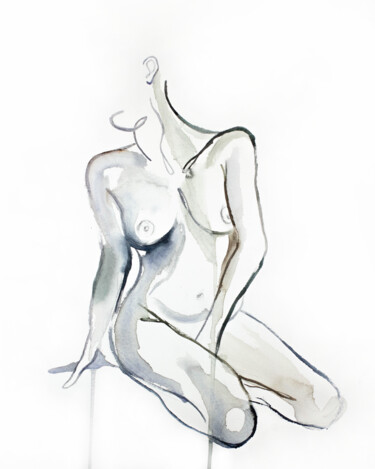 Peinture intitulée "Nude No. 10" par Elizabeth Becker, Œuvre d'art originale, Aquarelle