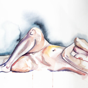 Pintura intitulada "Nude No. 17" por Elizabeth Becker, Obras de arte originais, Aquarela
