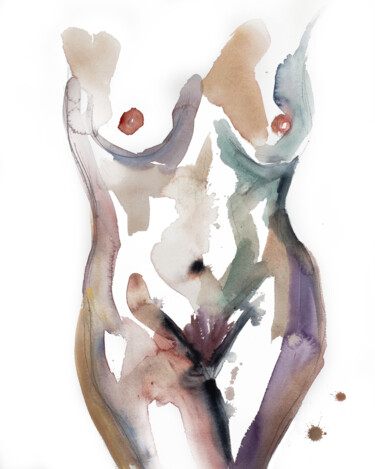 Peinture intitulée "Nude No. 28" par Elizabeth Becker, Œuvre d'art originale, Aquarelle