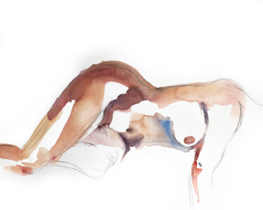 Картина под названием "Nude No. 30" - Elizabeth Becker, Подлинное произведение искусства, Акварель