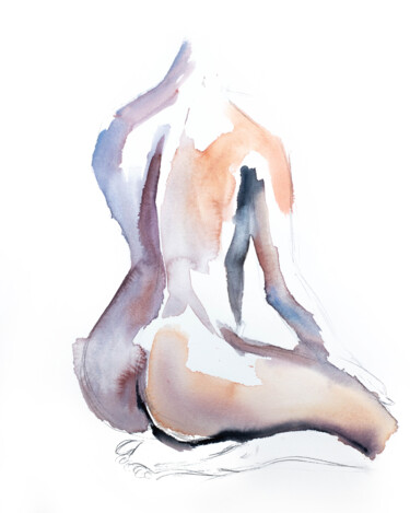 Schilderij getiteld "Nude No. 32" door Elizabeth Becker, Origineel Kunstwerk, Aquarel