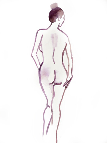 Картина под названием "Nude No. 42" - Elizabeth Becker, Подлинное произведение искусства, Акварель