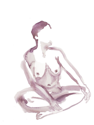 Painting titled "Nude No. 50" by Elizabeth Becker, Original Artwork, Watercolor