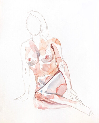 Pintura intitulada "Nude No. 71" por Elizabeth Becker, Obras de arte originais, Aquarela