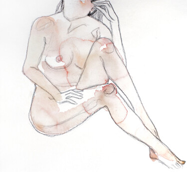 Картина под названием "Nude No. 81" - Elizabeth Becker, Подлинное произведение искусства, Акварель