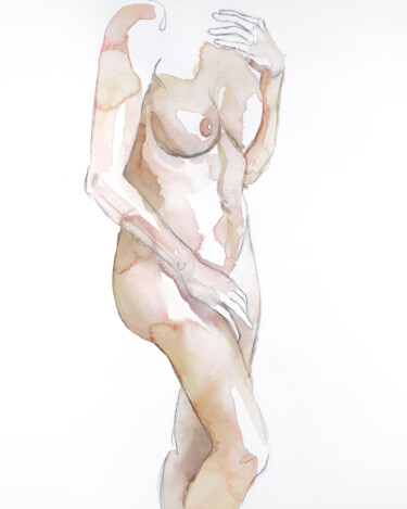 Картина под названием "Nude No. 83" - Elizabeth Becker, Подлинное произведение искусства, Акварель